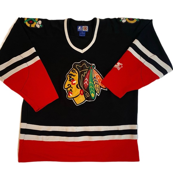 STARTER Shirts 9s Vintage Starter Blackhawks Hockey Jersey Xl